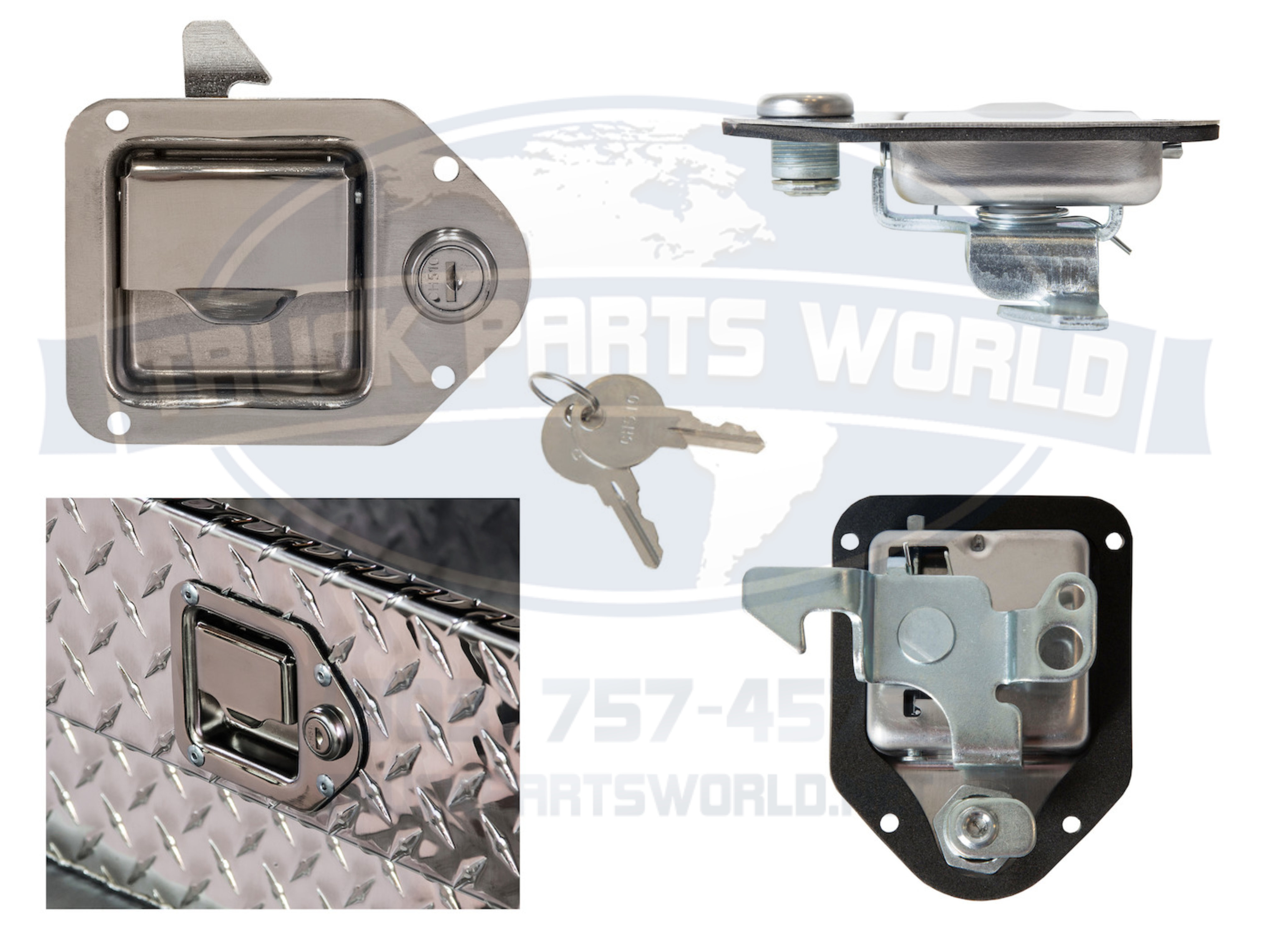 2x Marine Paddle Latch Truck Tool Box Doors Lock Latch with Key RV Paddle 