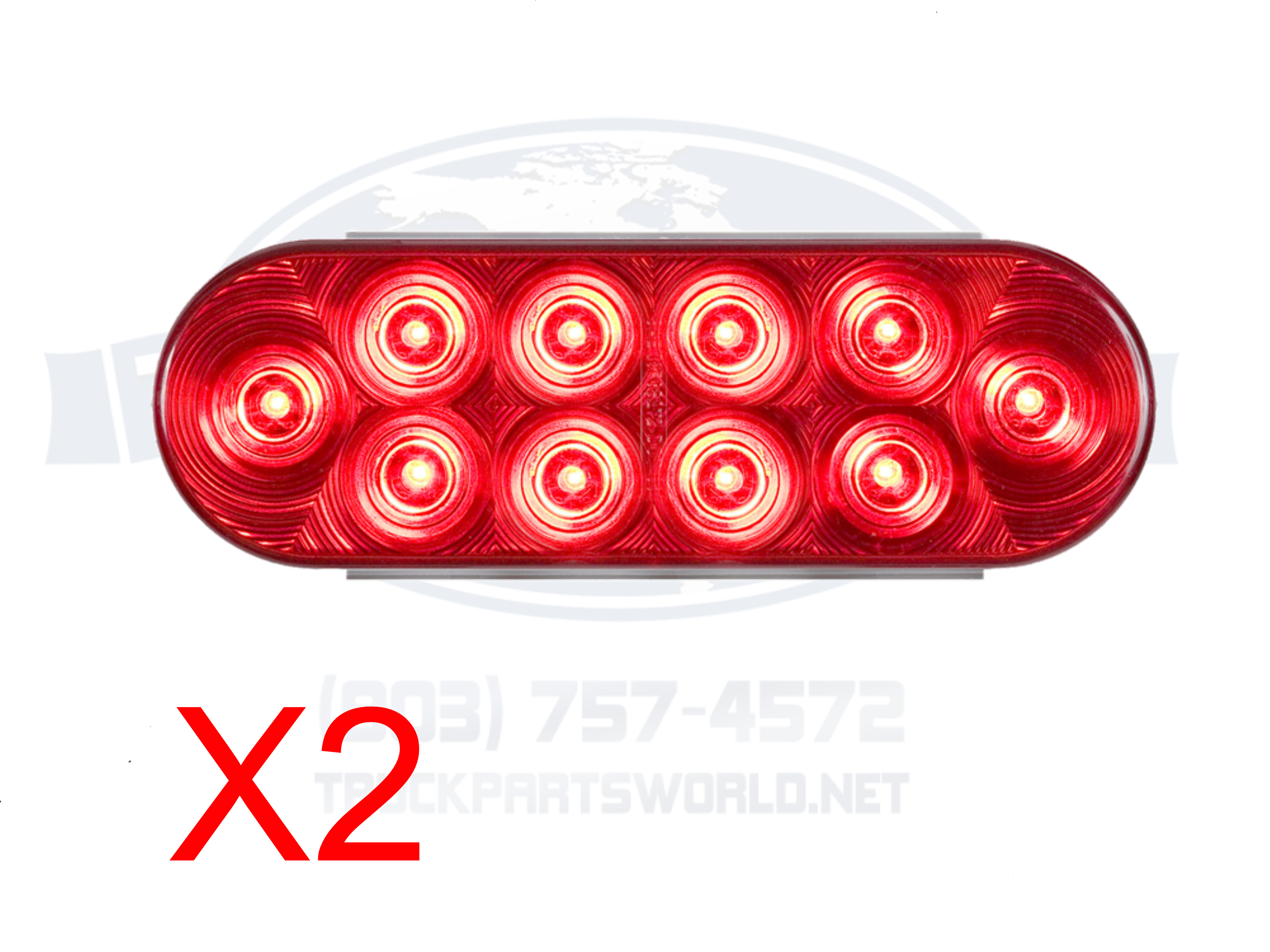 2x 10 LED 6" Red Oval Car Truck Trailer RV Brake Stop Turn Signal Tail Light 12V