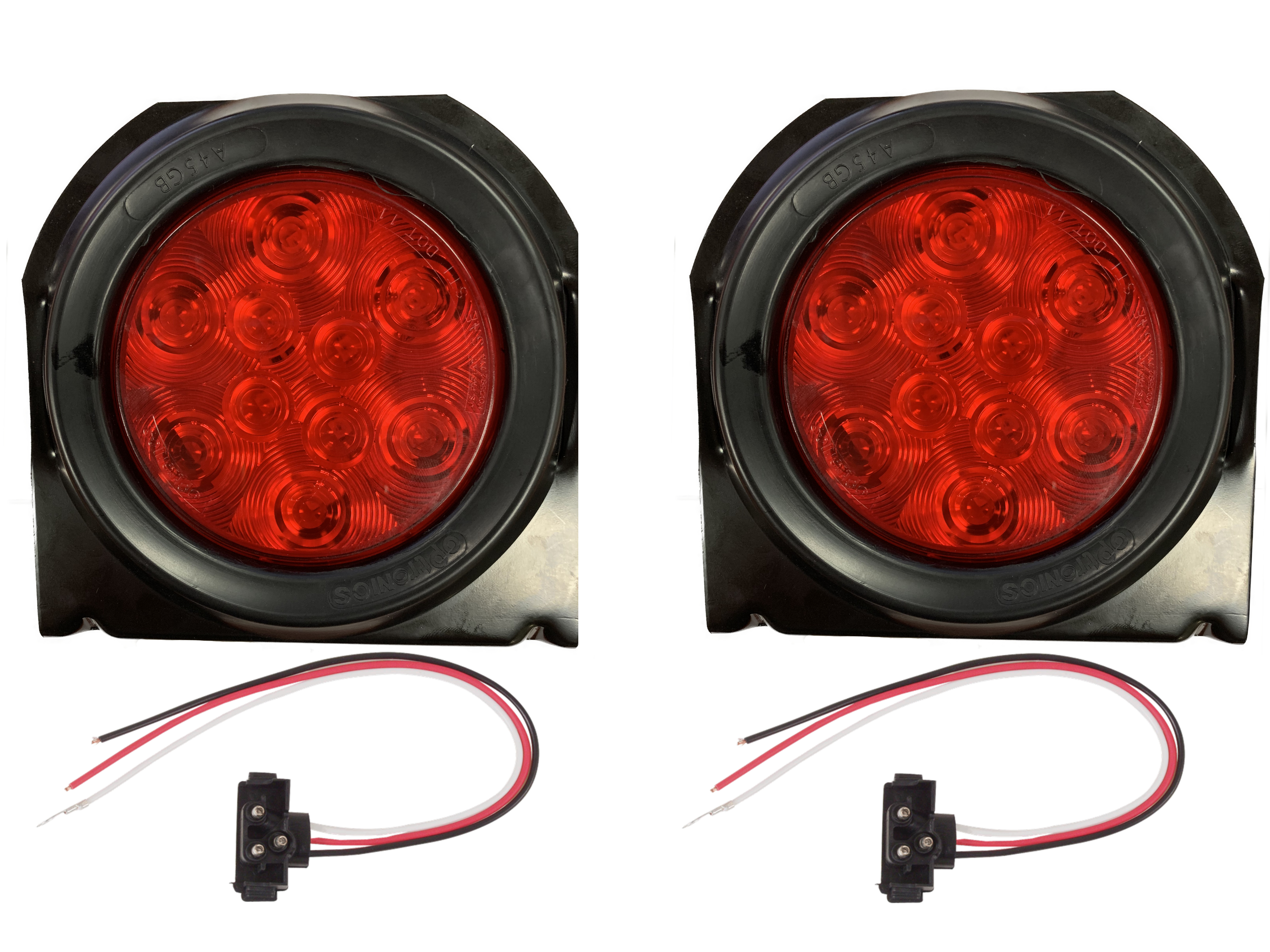 2) Red 10 LED 4″ Round Truck Trailer Brake Stop Turn Tail Lights