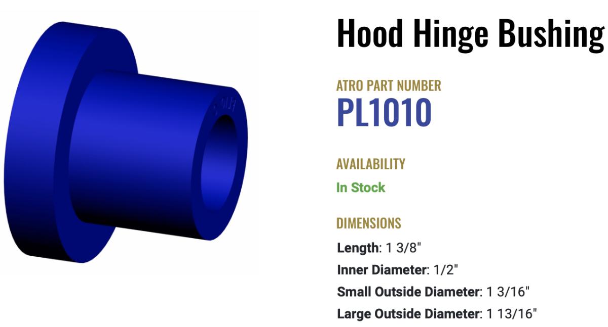 Atro Polyurethane Kenworth Hood Hinge Bushing Pl1010