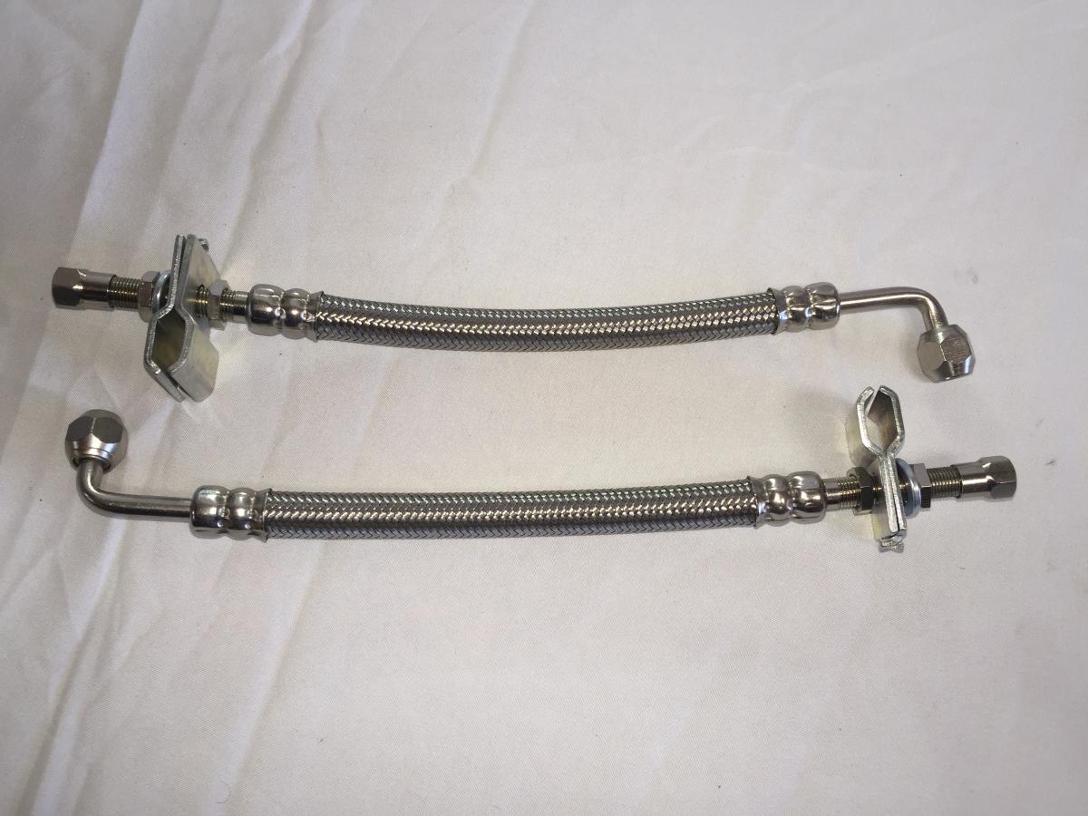 2 STEEL DUAL WHEEL VALVE STEM EXTENSION 9IN 90? STAINLESS STEEL HOSES
