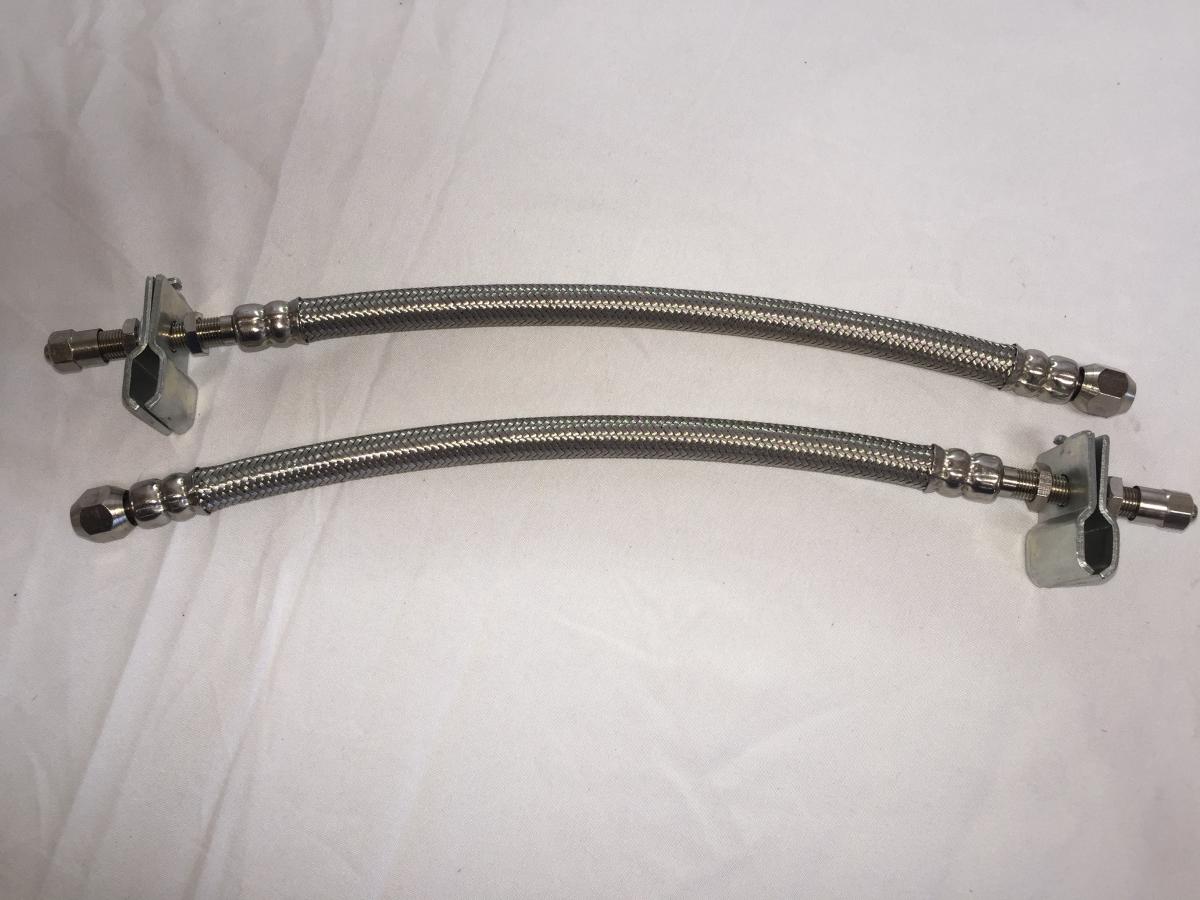 2 STEEL DUAL WHEEL VALVE STEM EXTENDER EXTENSION 11IN STAINLESS STEEL HOSES