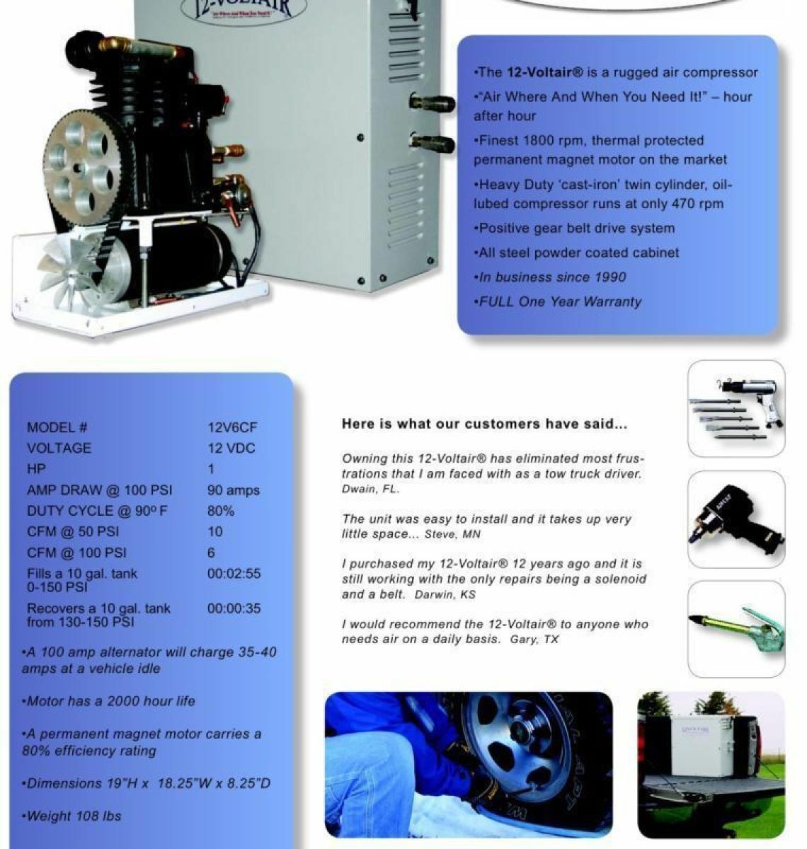 Heavy duty 12v Air compressor for Service and farm trucks