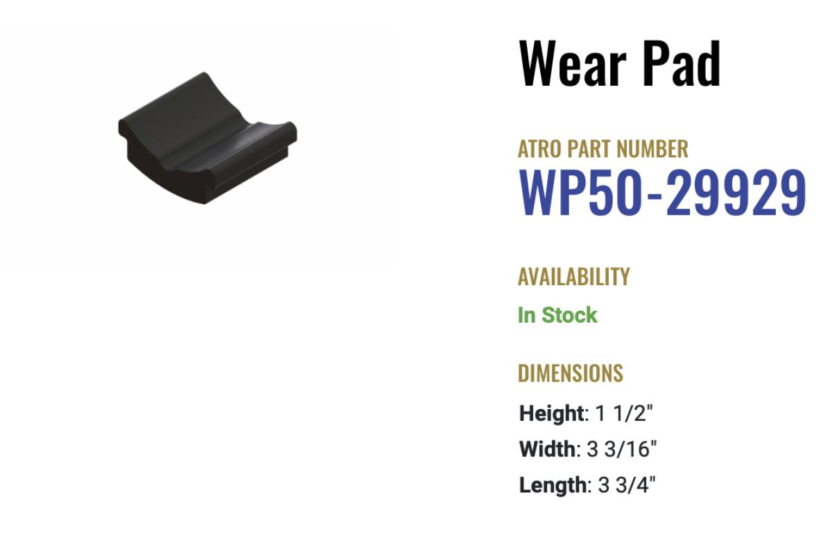 Atro Polyurethane Hendrickson Wear Pad WP50-29929