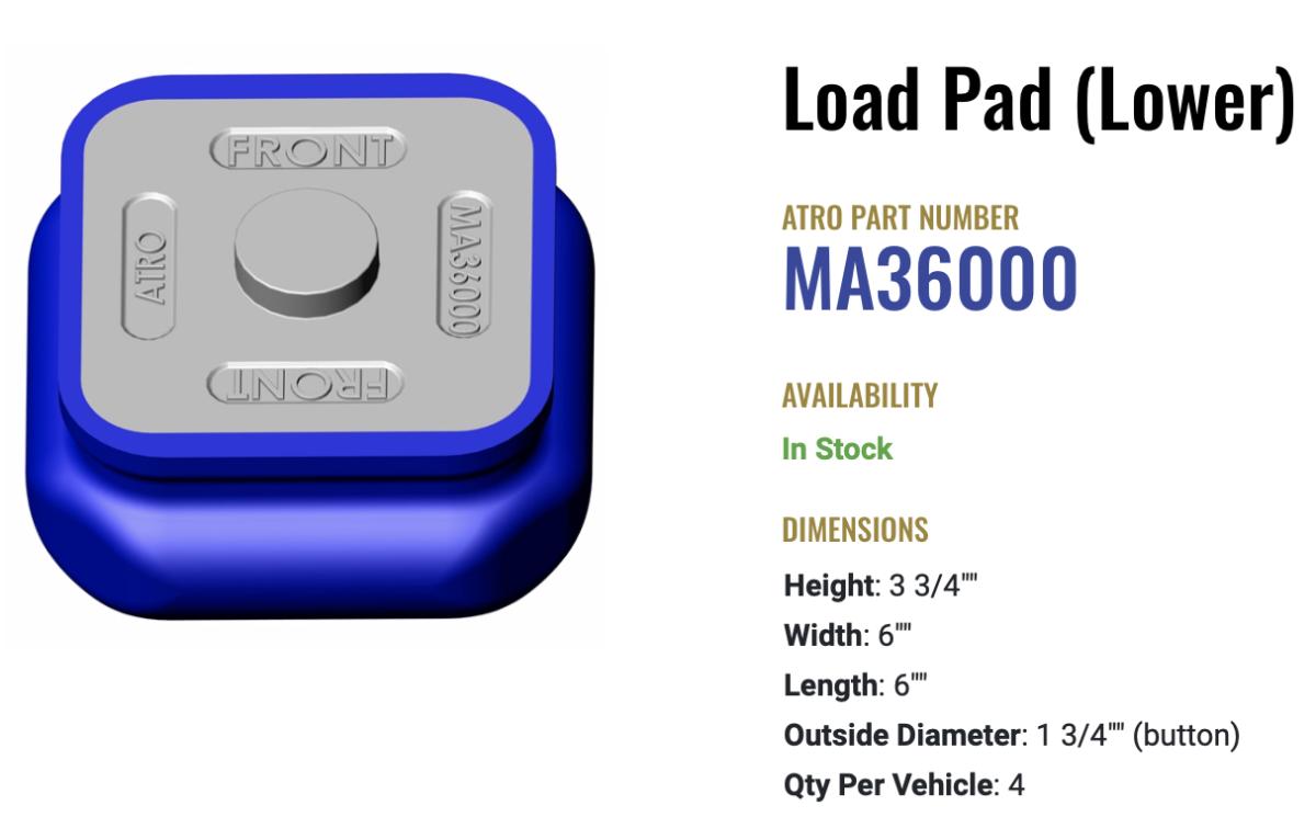Atro Polyurethane Mack Lower Load Pad MA36000