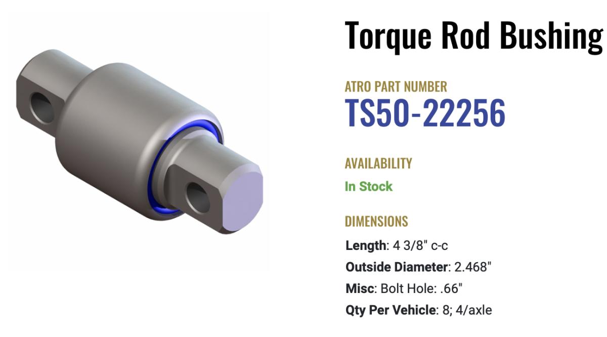 Atro Polyurethane Hendrickson Torque Rod Bushing TS50-22256