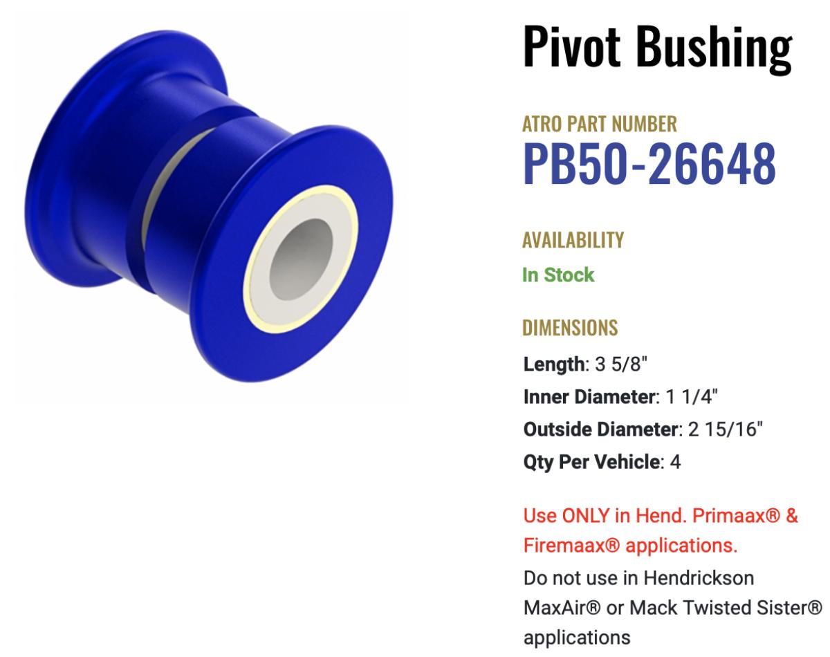 Atro Polyurethane Hendrickson Pivot Bushing PB50-26648
