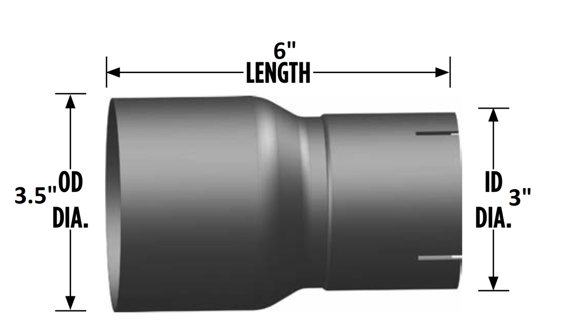 3.5"-3" O.D./I.D. Reducer Exhaust Pipe Coupler 6" Length