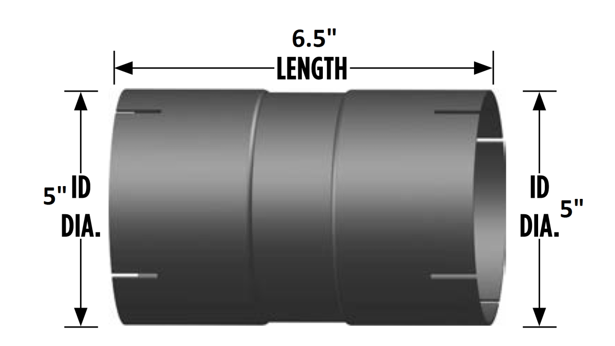 5" I.D. Coupler for Exhaust Pipe 6.5" Length