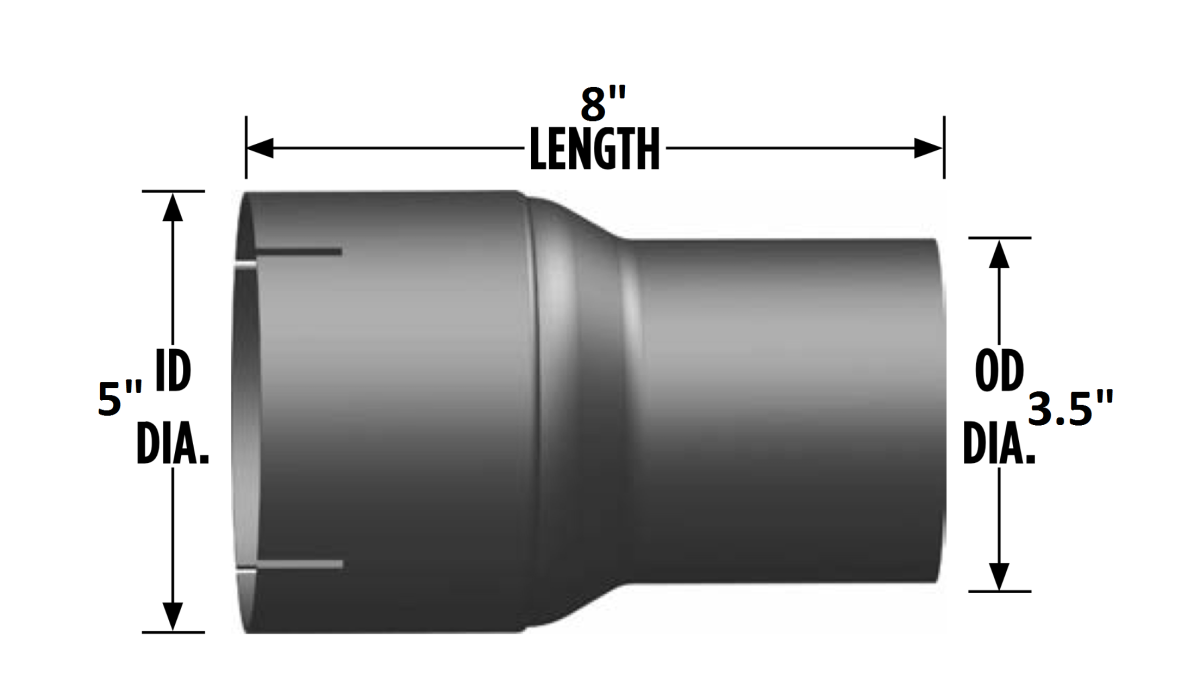 Dynaflex 36-3550 | 3.5" O.D. to 5" I.D. Exhaust Expander | 8" OAL | Made in USA