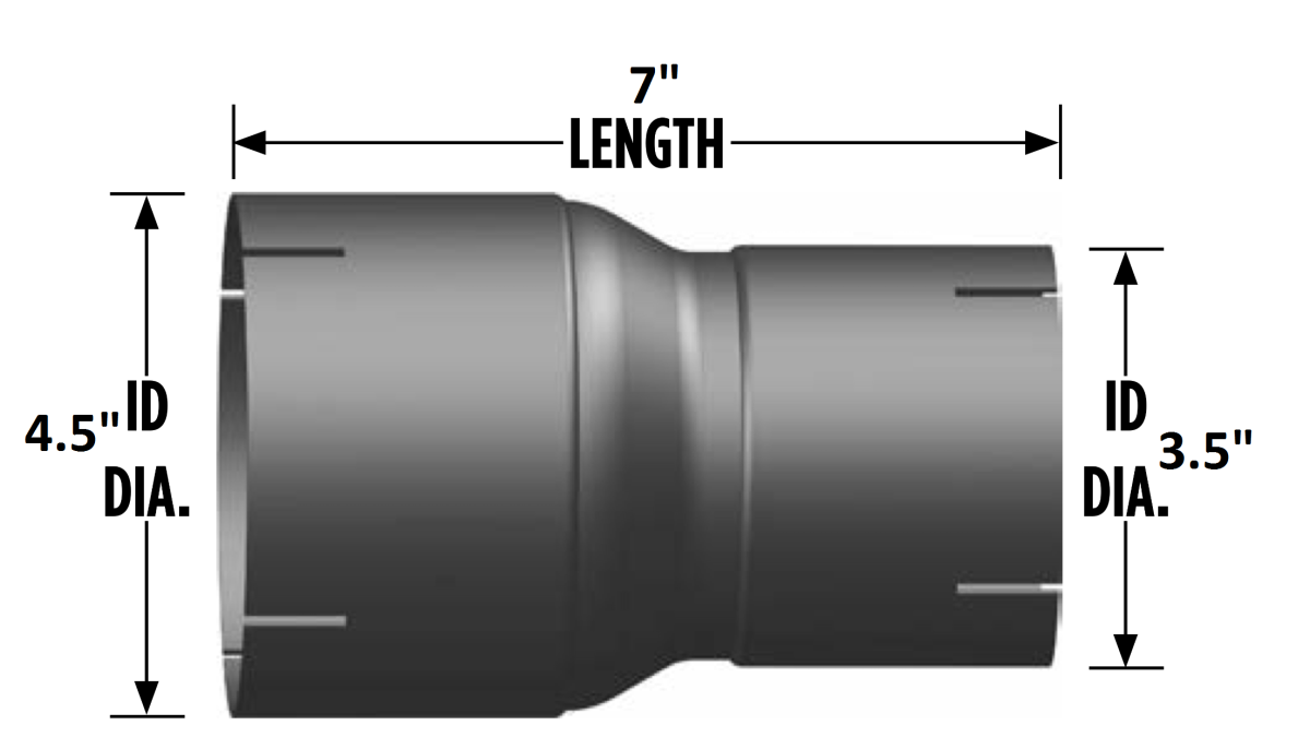 4.5"-3.5" I.D. Reducing Exhaust Pipe Coupler 7" Length