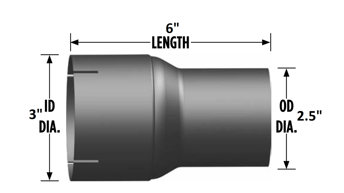 2.5"-3" O.D./I.D. Expander Exhaust Pipe Coupler 6" Length