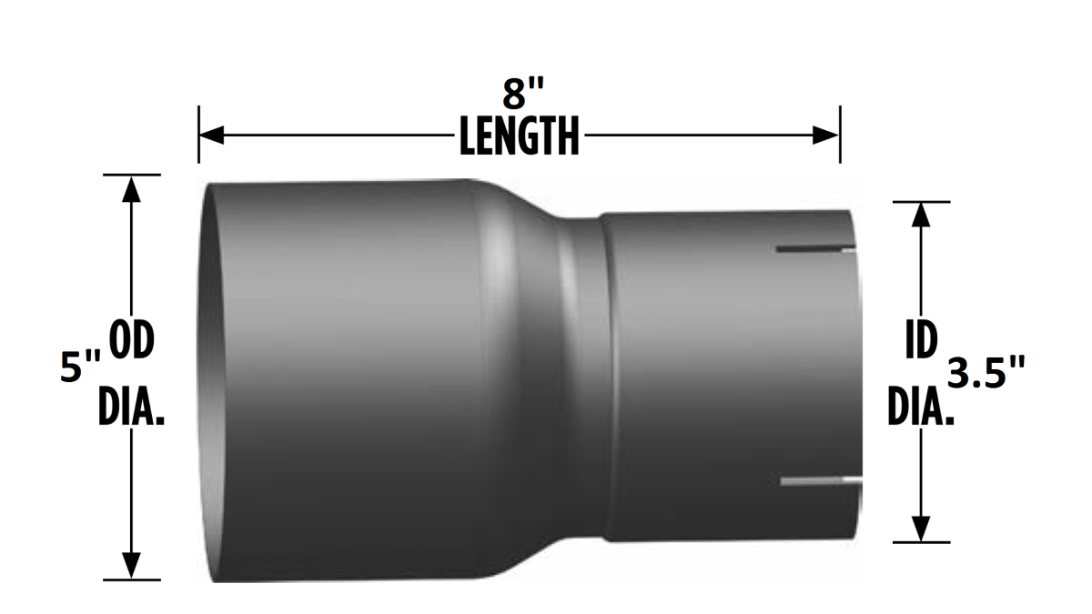 5"-3.5" O.D./I.D. Reducer Exhaust Pipe Coupler 8" Length