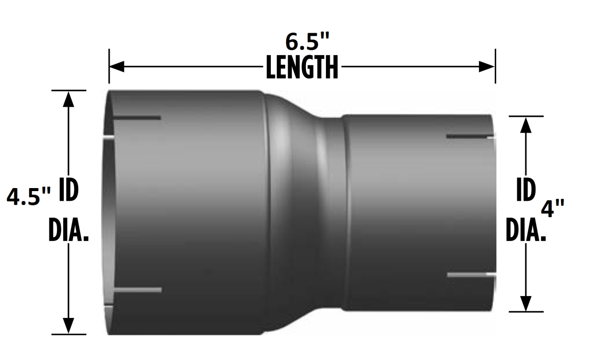 4.5"-4" I.D. Reducing Exhaust Pipe Coupler 6.5" Length
