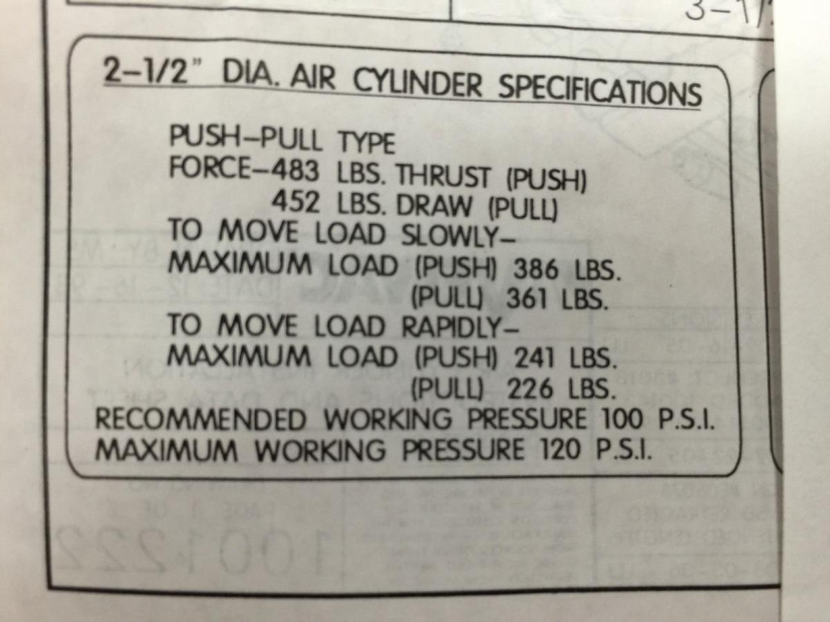 Dump Truck Locking Tailgate Air Cylinder 2-1/2" Diameter x 4" Stroke - 100122
