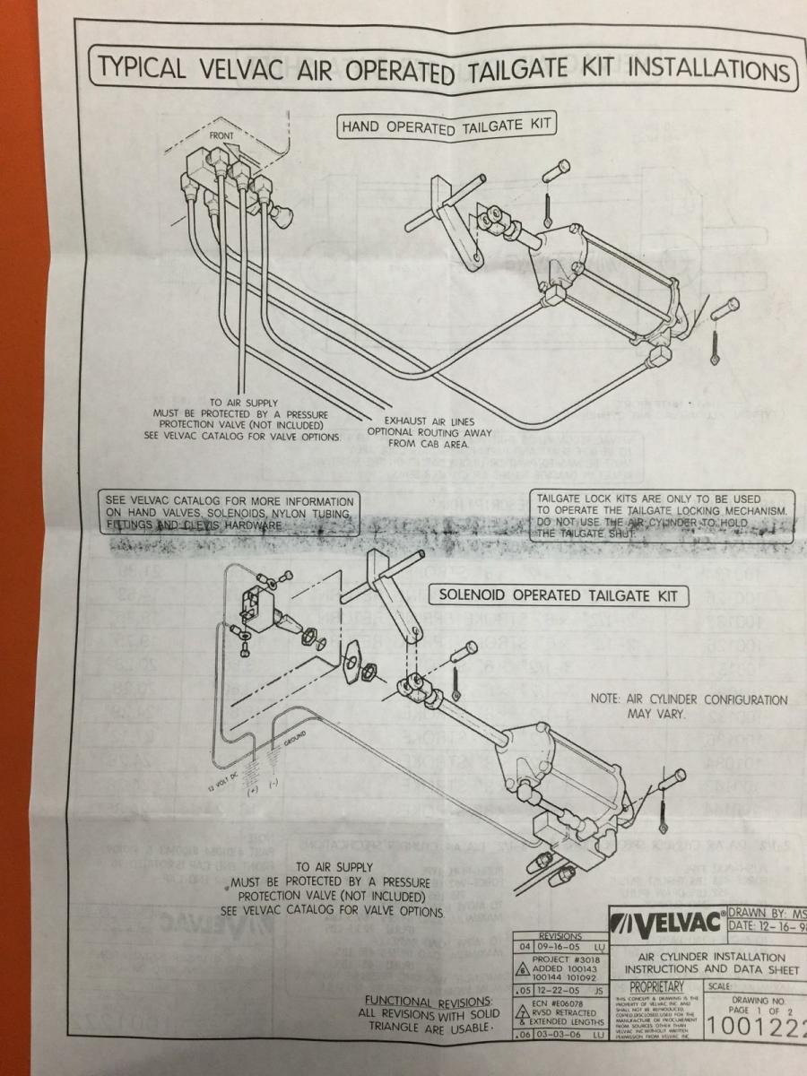 Dump Truck Locking Tailgate Air Cylinder 2-1/2" Diameter x 4" Stroke - 100122