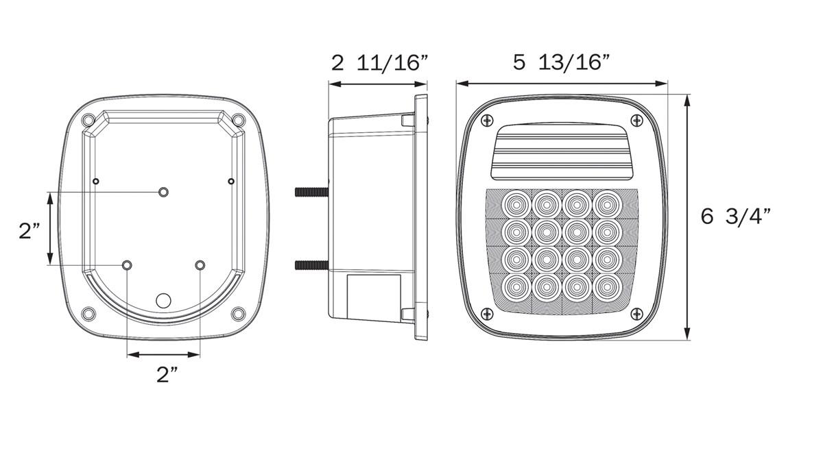 Combination stop/turn/tail/back-up light, hard wired, passenger side