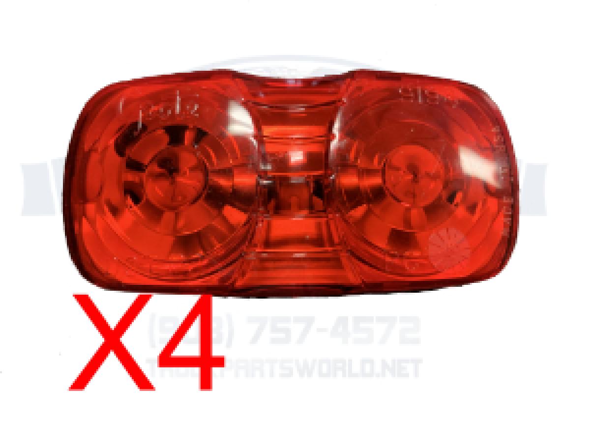 4 grote 2" x 4" inch red bullseye light for trailers marker / clearance lights