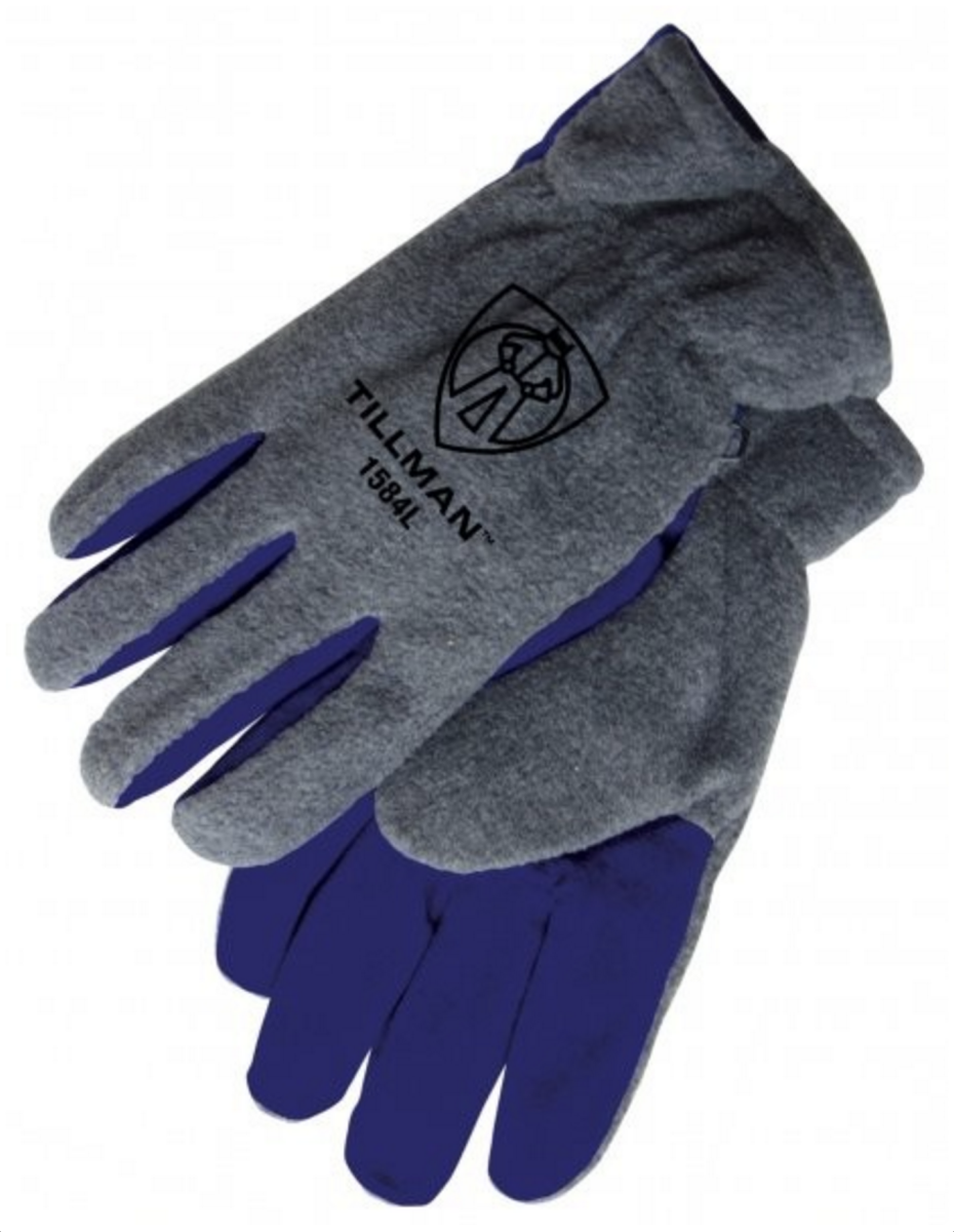 1 Pair of Tillman Large Polar Fleece Winter Work Gloves W/ Blue Split Cowhide Palms P/N 1584L