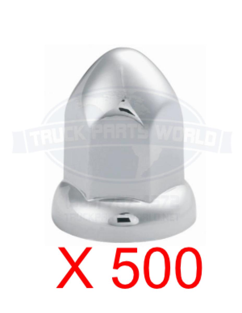 500 Chrome Lug Nut Covers with Flanges for 33mm Lugs, Trucks Trailers