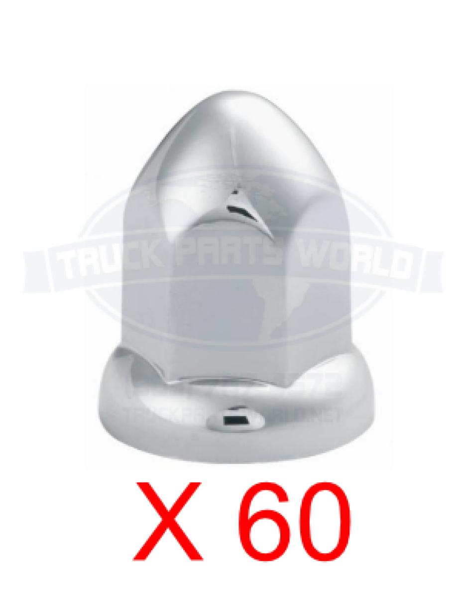 60 Chrome Lug Nut Covers with Flanges for 33mm Lugs, Trucks Trailers