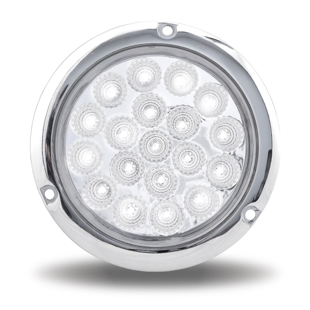 4" DUAL REVOLUTION RED STOP, TURN & TAIL TO WHITE BACK UP LED LIGHT WITH FLANGE MOUNT