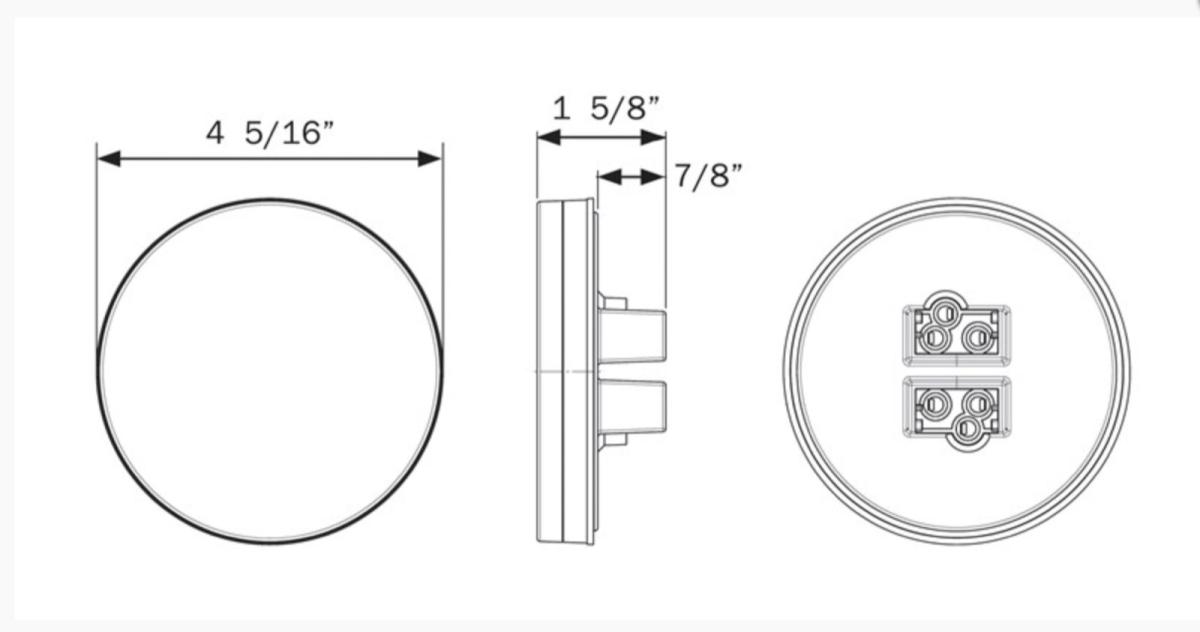 Fusion 20-LED 4-in. combination stop/turn/tail/back-up light, grommet mount, dual PL-3 connections