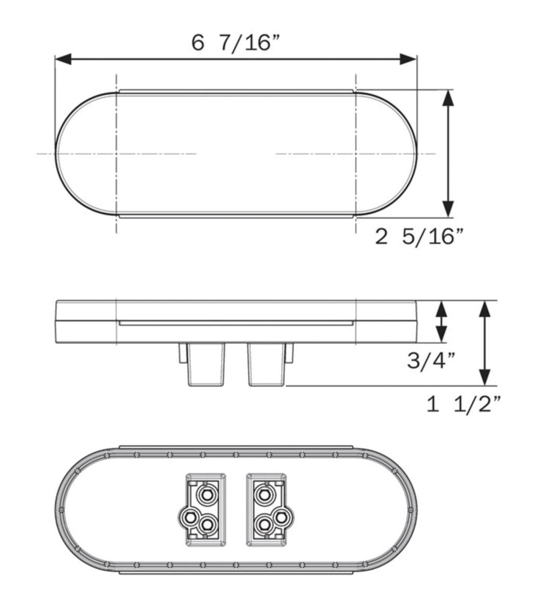 Fusion 16-LED 6-in. stop/turn/tail/back-up light, red and clear lens, red and white LEDs, recess grommet mount, dual PL-3 connection