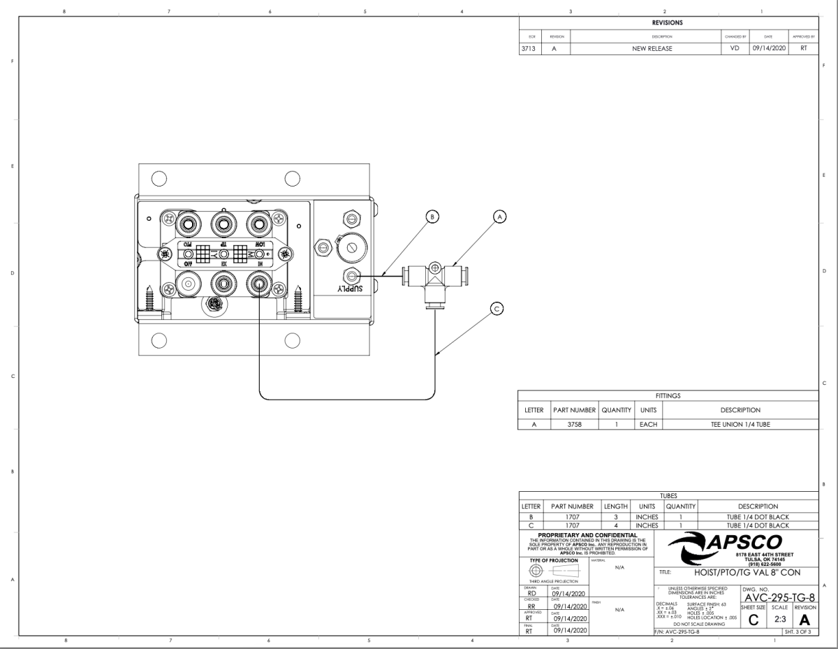 Apsco AVC295TG8 PTO/Hoist Control Tailgate Lock & PTO Auto Kick Out 8" Tower