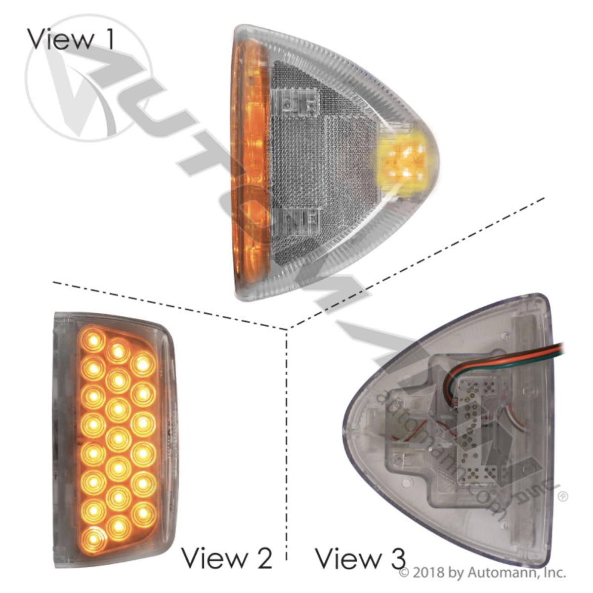 LED TURN SIGNAL AMBER PETERBILT WITH CLEAR LENS