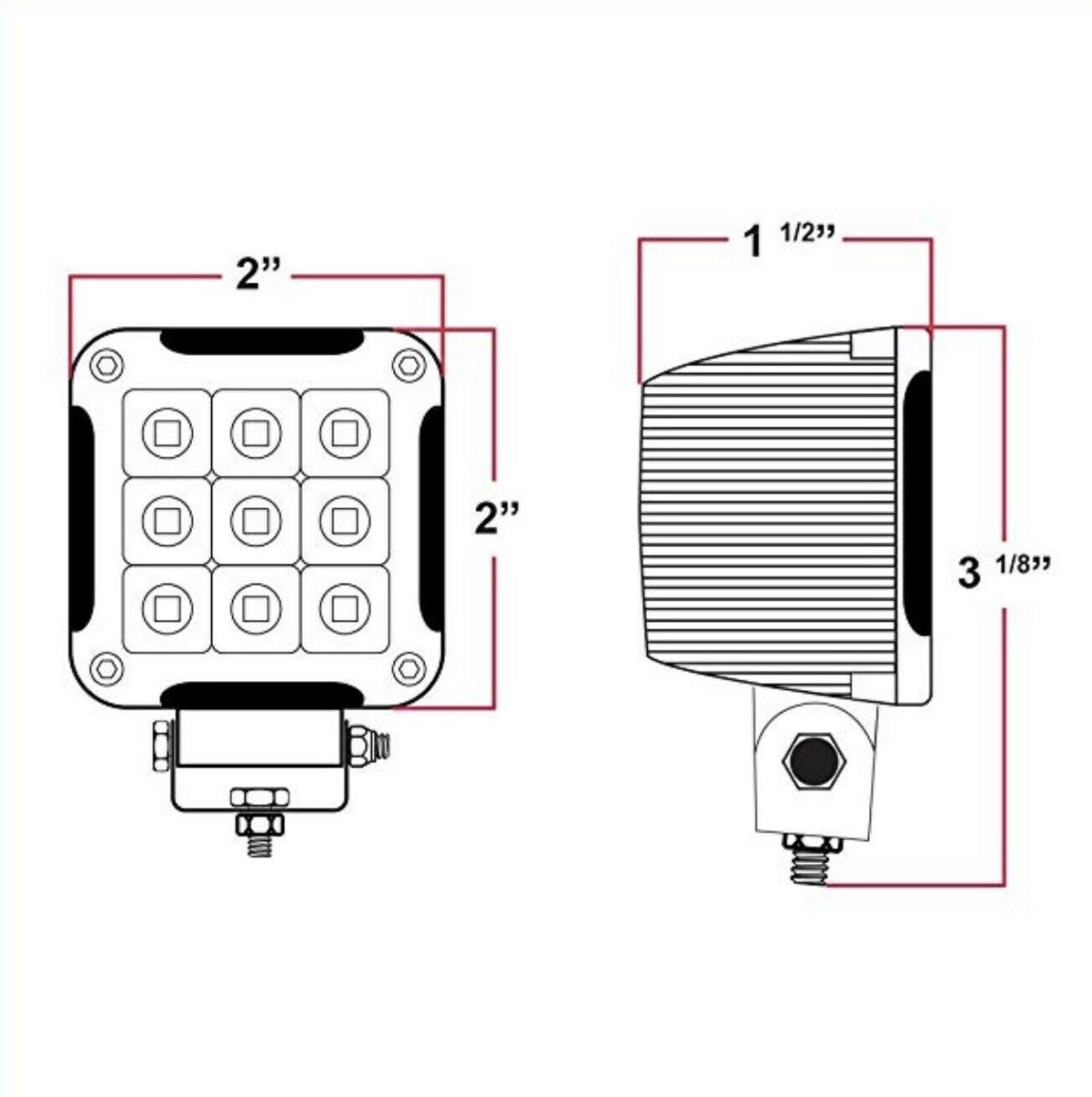Trux Accessories TLED-U104 2" Mini LED Spot Work Lamp 9 Diodes 900 Lumens