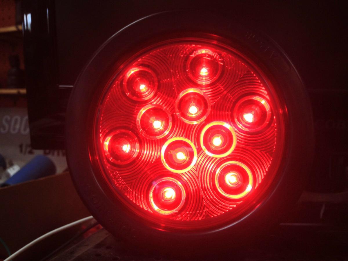 (4) Red 12/24v 10 LED 4" Round Truck Trailer Brake Stop Turn Tail Lights
