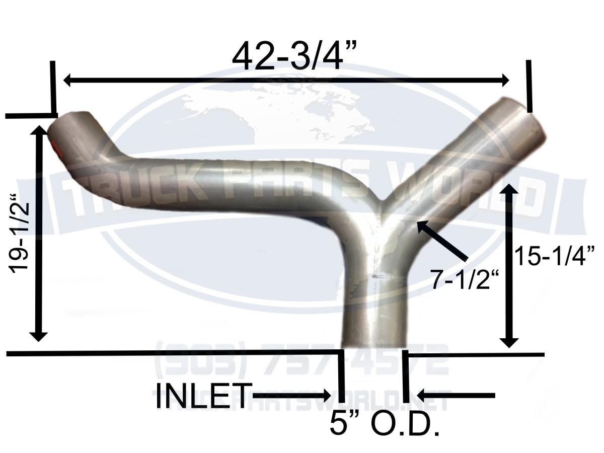 Kenworth 5" Aluminized Y Divider Splitter Pipe for W900B W900L T600 T800 07-8-657-220