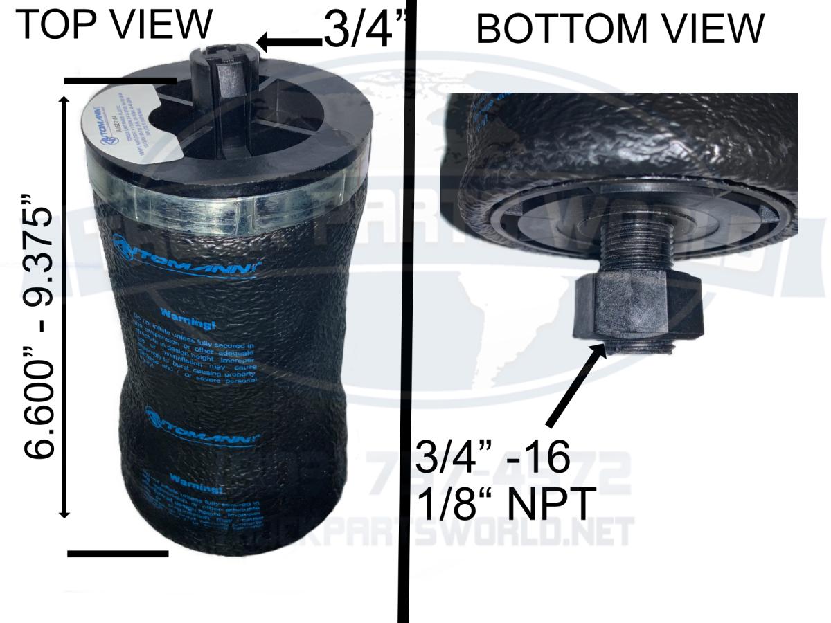 Cabin Air Spring Bag Replaces Peterbilt R81-6002, Firestone W02-703-7164