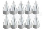 Set of 10 Chrome Lug Nut Cover Spike Style Push On 33mm 4-134" Tall