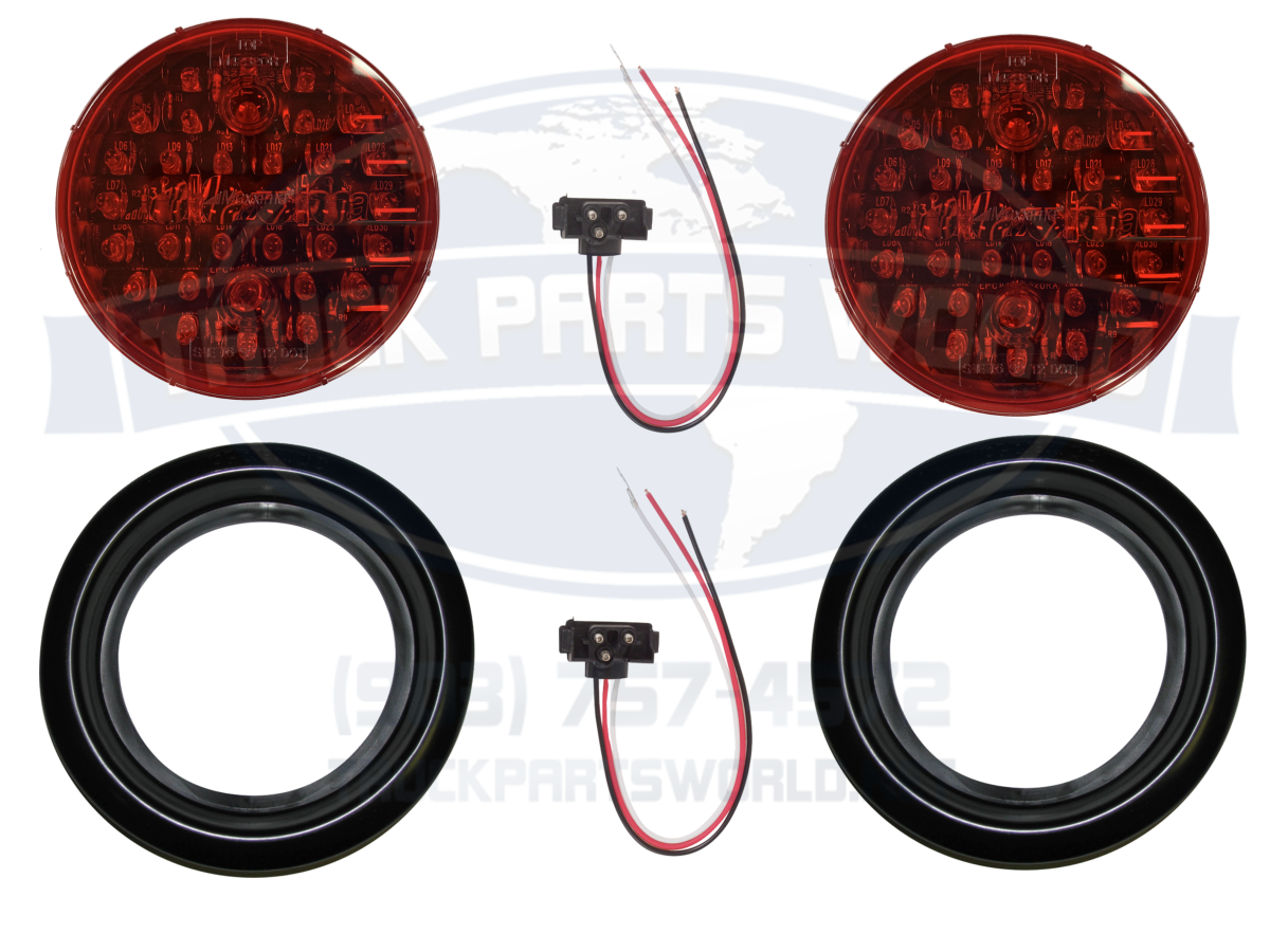 2X Maxxima Red 4" Round Stop Turn Tail Park Light 32 LED STT M42320R KITS