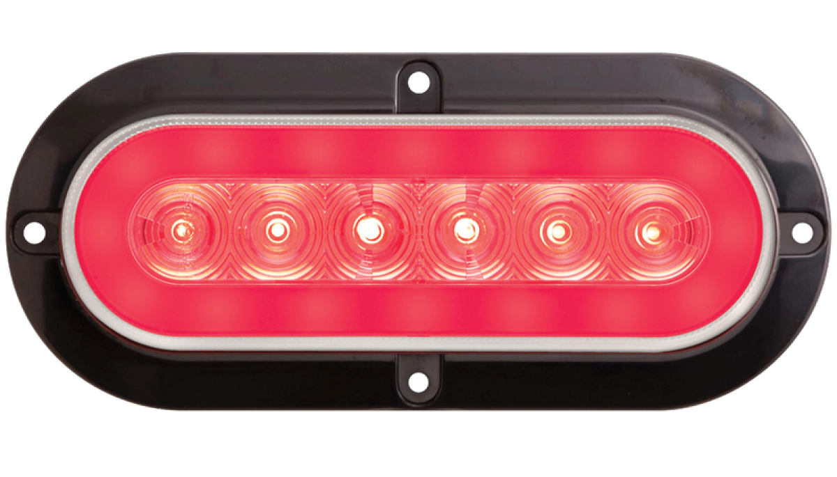LED TAIL GLOLIGHT FLANGE MOUNT OVAL CLEAR RED