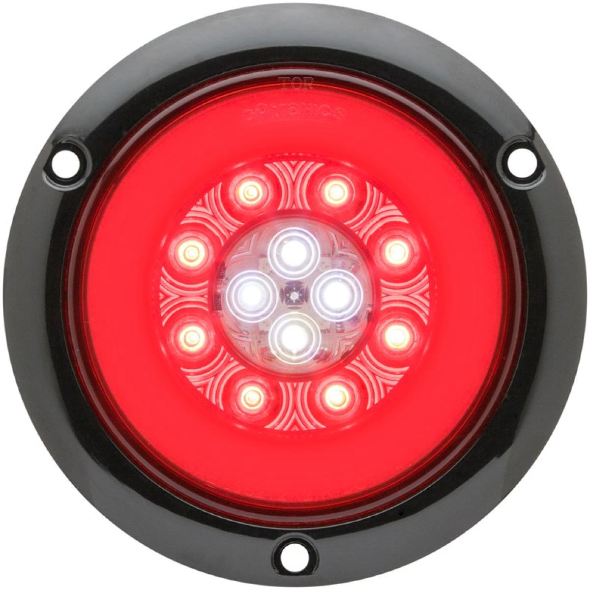 GloLight 24-LED 4-in. combination stop/turn/tail/back-up light, flange mount, weathertight 3-pin/2-pin connections
