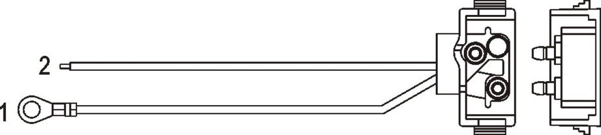 Right angle 2-wire pigtail with two-pin PL-3 male plug, 10”