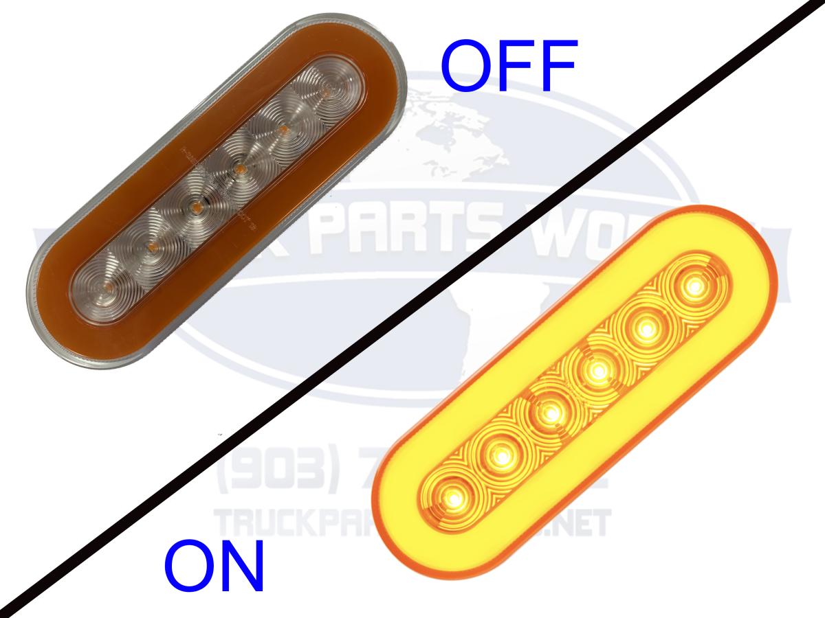 6" OVAL GLOLIGHT AMBER W/CLEAR LENS S/T/T 22 LED