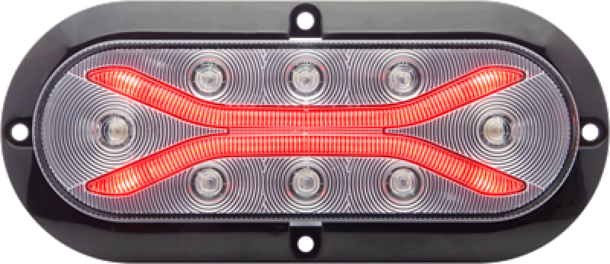 Clear lens red stop/turn/tail light, surface flange mount, PL-3 connection