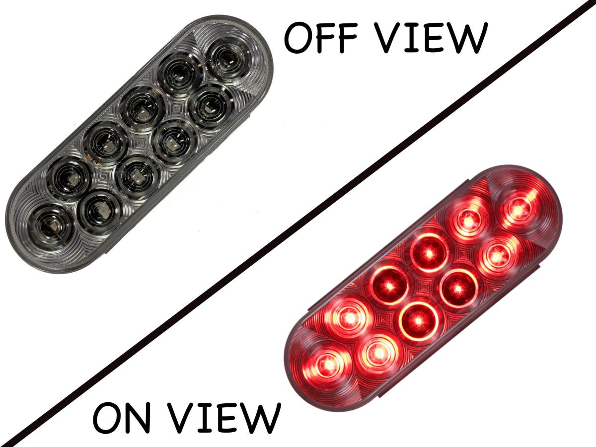 OVAL S/T/T LED LIGHT RED W/CLEAR LENS