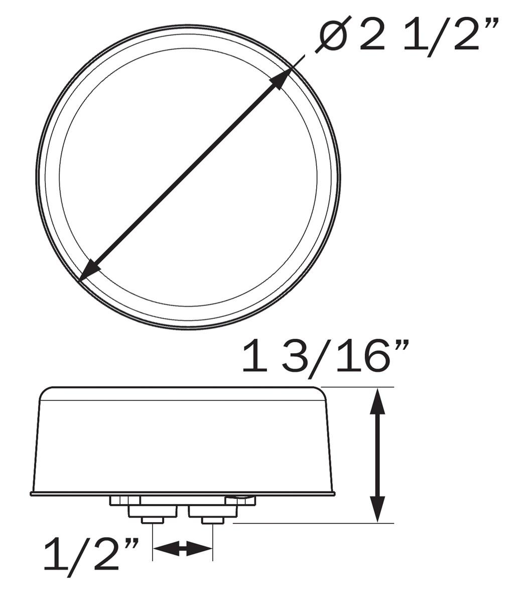 2.5" Yellow marker/clearance light, grommet mount