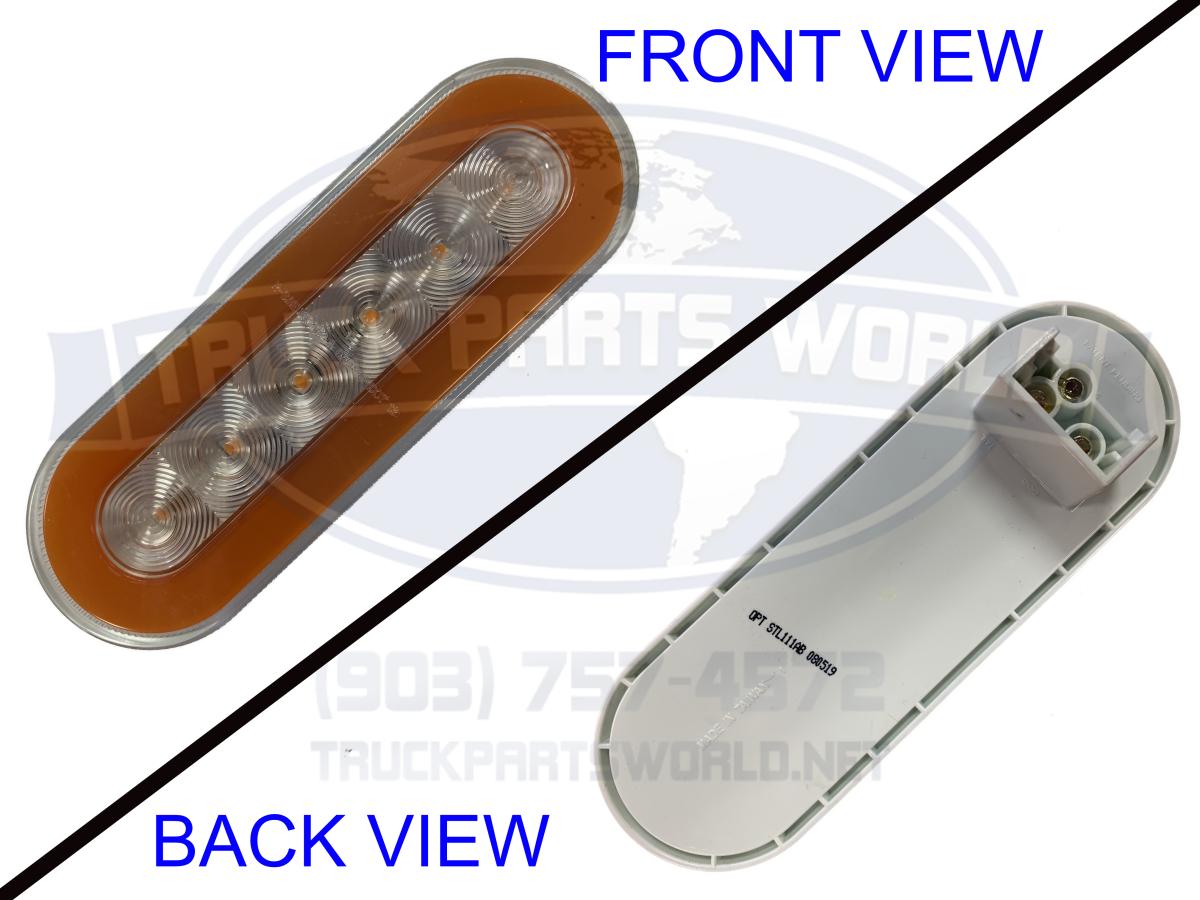 6" OVAL GLOLIGHT AMBER W/CLEAR LENS S/T/T 22 LED