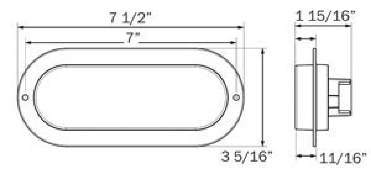 LED TAIL GLOLIGHT FLANGE MOUNT OVAL CLEAR RED