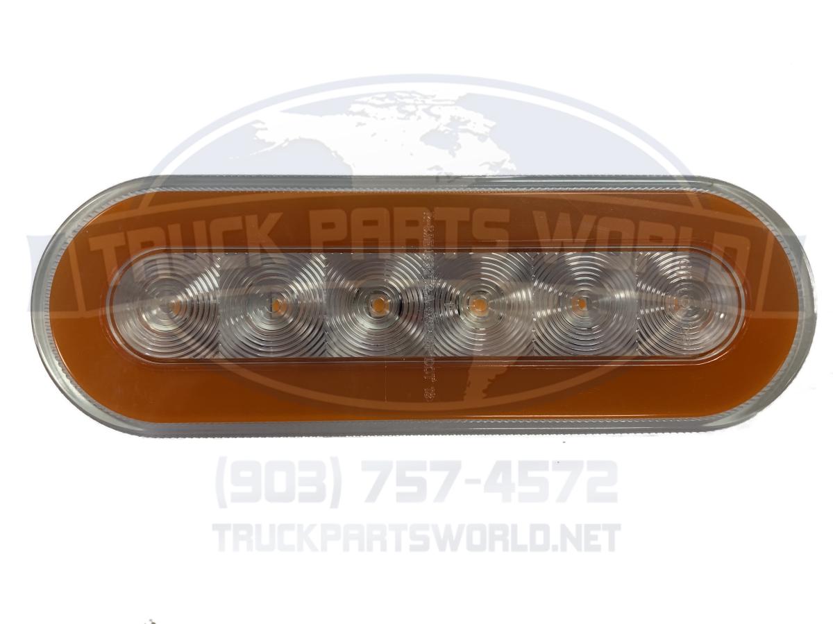 6" OVAL GLOLIGHT AMBER W/CLEAR LENS S/T/T 22 LED