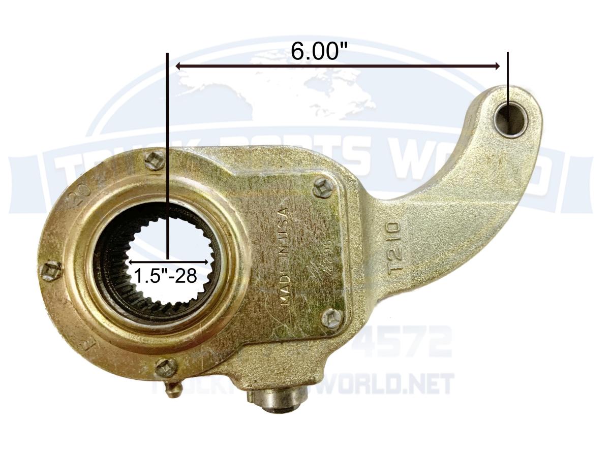 MANUAL SLACK ADJUSTER 1.5"x28 SPLINE - 6" Curved Arm