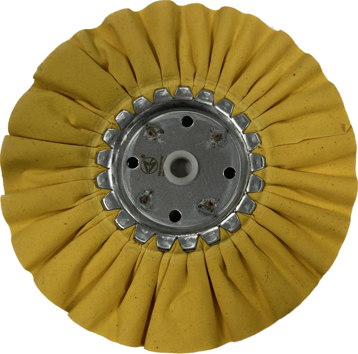 8" Yellow Mill Treated Airway Buffing Wheel 3" Center Plate x 5/8" Arbor Hole
