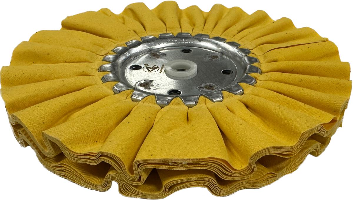 8" Yellow Mill Treated Airway Buffing Wheel 3" Center Plate x 5/8" Arbor Hole