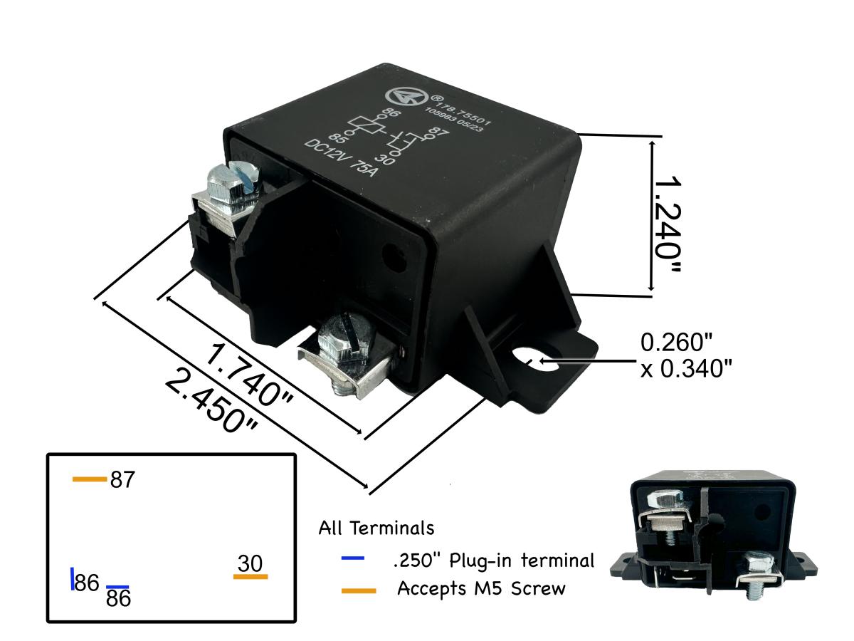Automann 12V 75A Automotive High Current Power Relay PC775-1A-12C-D2-X